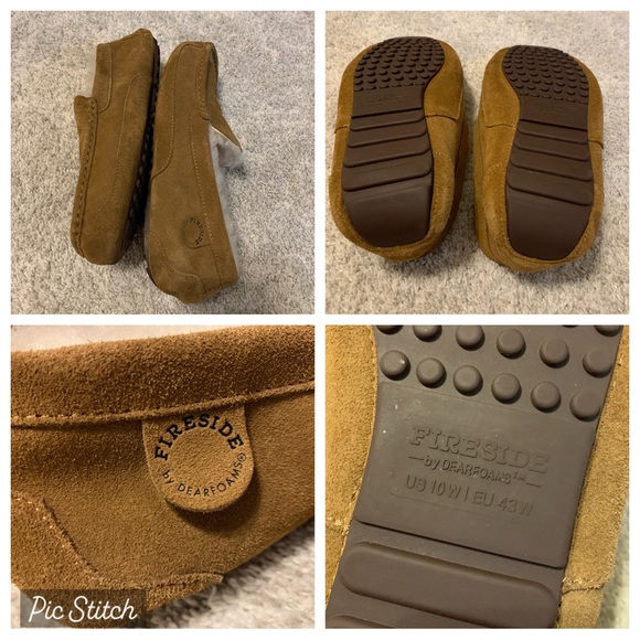 Fireside by Dearfoams Melbourne Genuine Shearling Moccasin Slipper Men size 10W - Picture 5 of 17